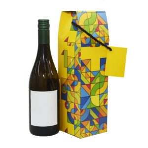 Triace Wine Bag Wine Box | Graphic Design Wine Gifting Paper Carry Bags- Pack of 5 (12.5*3.7*3.7 inches) - Multicolor