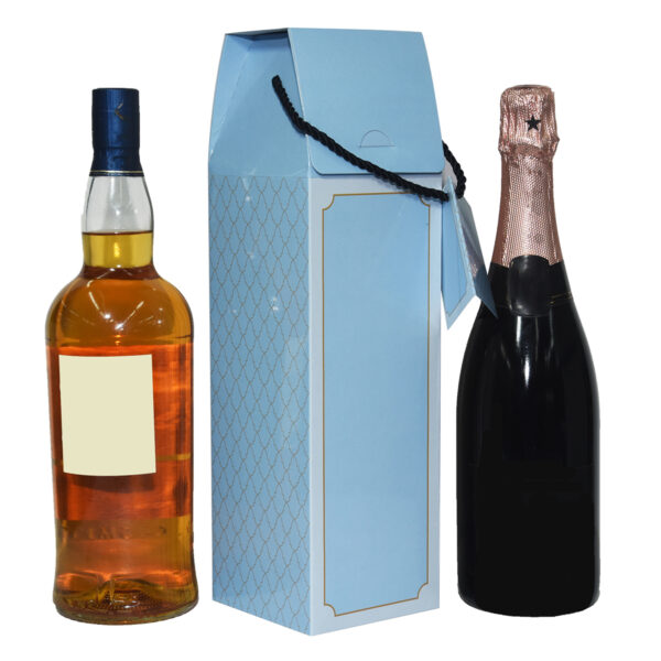 TRIACE Wine Bag Cum Box- Pack of 5 | Pastel Blue Wine Bottle Gifting Paper Carry Bags with Message Card | for All Occasions Parties, Diwali, Anniversary | Hardboard | Gift Bag Hamper