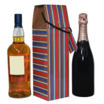 TRIACE Wine Bag Cum Box- Pack of 5 | Brown Strip Design Wine Bottle Gifting Paper Carry Bags | Message Card | For All Occasions, Parties - Diwali, Christmas, Anniversaries With Printed Design - Brown