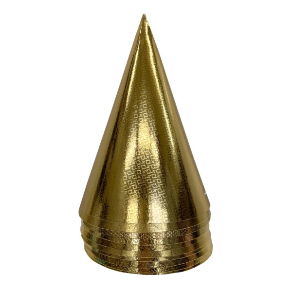 Party Hats | Decorative Gold Textured Foil |  PRE ASSEMBLED | Pack of 10 | 5 Different Patterns  | TR 186