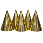 Party Hats | Decorative Gold Textured Foil |  PRE ASSEMBLED | Pack of 10 | 5 Different Patterns  | TR 186