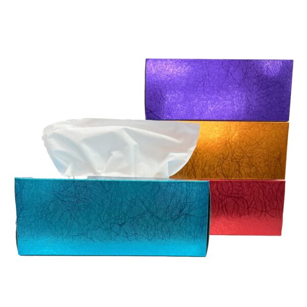 2 Ply Tissue Box | Decorative Multi Colours Texture Foil  |UNBRANDED| Pack of 4  (100 Pulls, 200 Sheets Per box TR 179