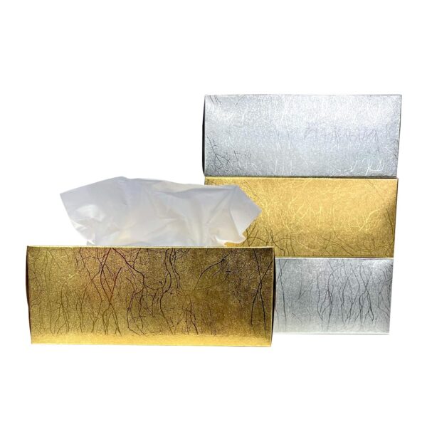 2 Ply Tissue Box | Decorative GOLD and Silver Texture Foil |UNBRANDED| Pack of 4  (100 Pulls, 200 Sheets Per box TR 184