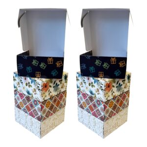 Multi Purpose Square Box |Pack of 20 |Decorative Multi Colour Printed Designs| 5 Pcs Each |Suitable for Food, Mithai, Jewellery, Dry Food, Gift Box|12.5 cm x 12.5 cm x 6 cm |TR210