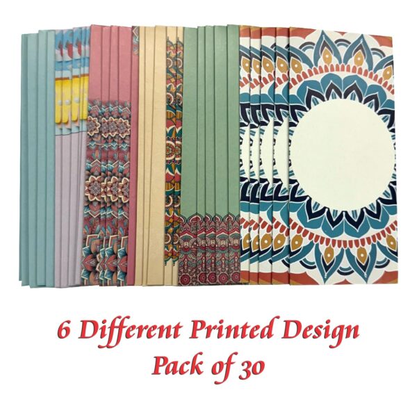 Premium Envelopes | Decorative Multi Colours Printed Design (Paper) (Pack of 30)