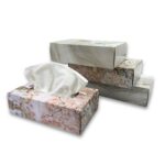 Tissue Box Set | Pack of 4 with 4 Distinct Marble Designs | Each Box Includes 100 Pulls, 200 Sheets (Tissue Size: 20cm x 20cm)