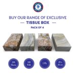 Tissue Box Set | Pack of 4 with 4 Distinct Marble Designs | Each Box Includes 100 Pulls, 200 Sheets (Tissue Size: 20cm x 20cm)